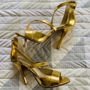 Nine West Strappy Gold Heels
